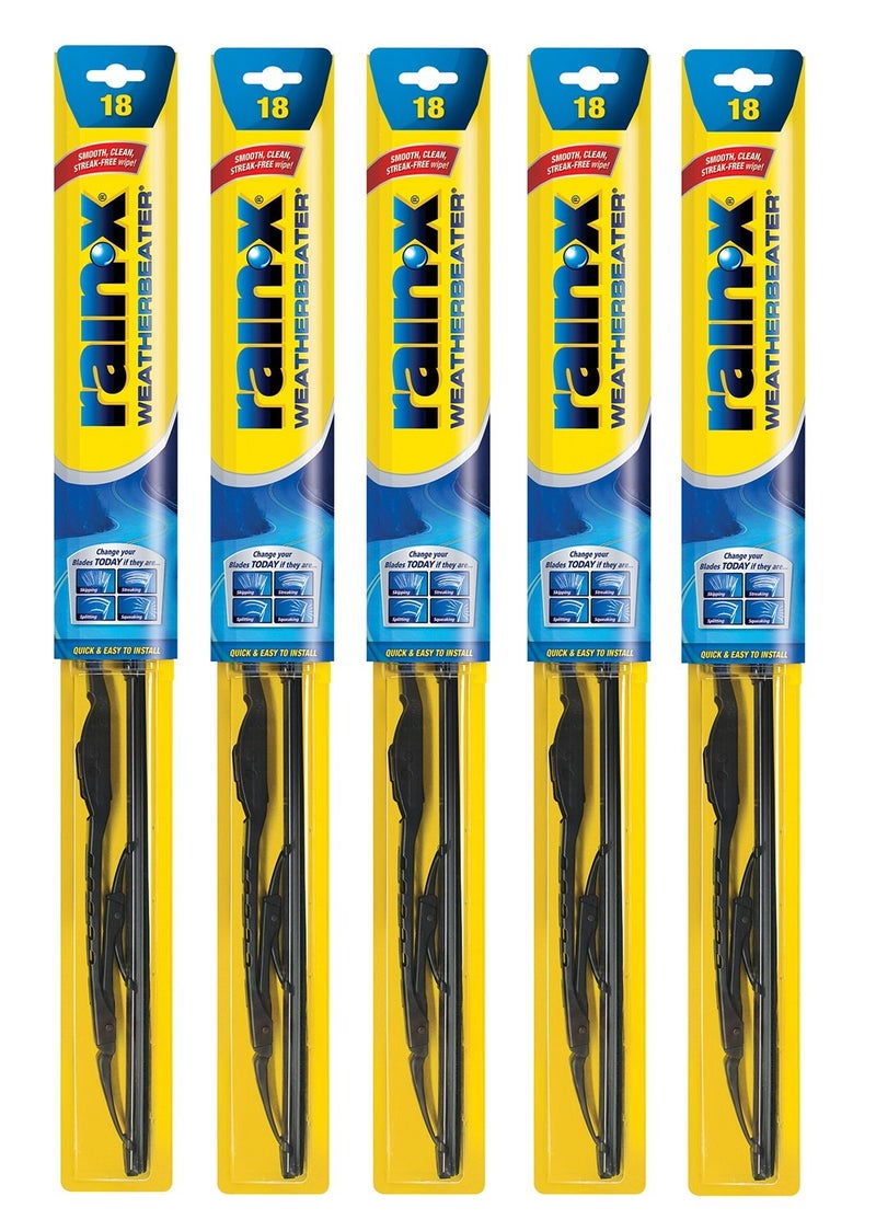 Rain-X RX30218-5PK WeatherBeater Wiper Blades, 18" Windshield Wipers (Pack Of 5), Automotive Replacement Windshield Wiper Blades That Meet Or Exceed OEM Quality And Durability Standards - Image 1